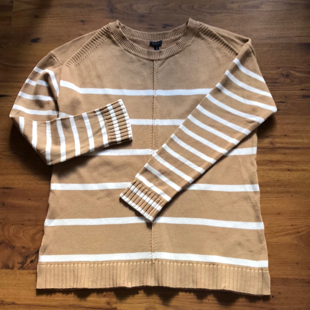 Talbots cotton tan and white knit sweater Size M